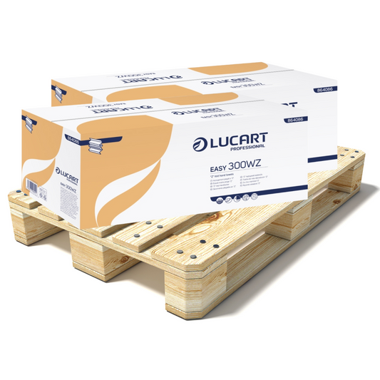 Pallet Lucart White Recycled Z-Fold Hand Towel 1ply 240x220mm 3000/sh (90 cases) 864086E