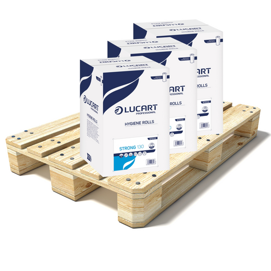 Pallet Lucart White Flat Pure Hygiene Roll 2ply 50m x 250mm 18/case (36 cases) 870132