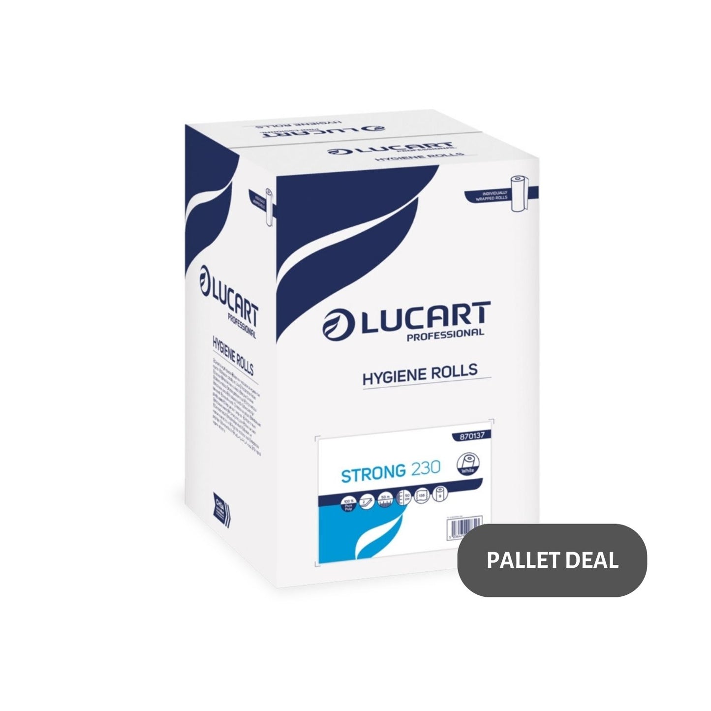 Pallet Lucart White Flat Pure Hygiene Roll 2ply 50m x 500mm 9/case (36 cases) 870137