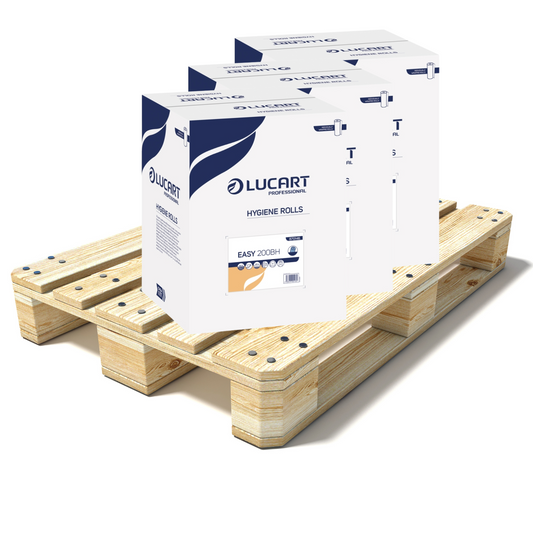 Pallet Lucart Blue Embossed Recycled Hygiene Roll 2ply 40m x 500mm 12/case (32 cases) 870146
