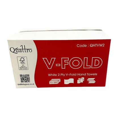 Quattro White V-Fold 2ply Hand Towel 3000/case (QHTVW2)