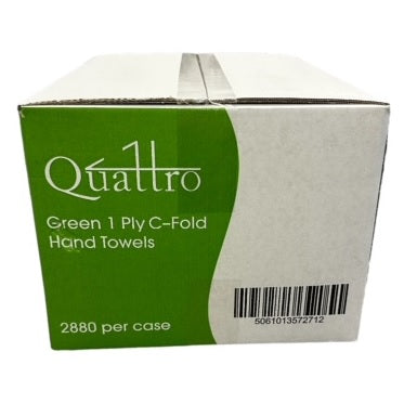 Quattro Green C-Fold 1ply Hand Towel 2880/case (QHTCG1)