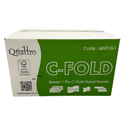 Quattro Green C-Fold 1ply Hand Towel 2880/case (QHTCG1)