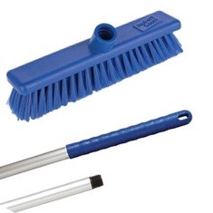 Abbey 12" Washable Stiff Broom - Blue (complete with handle)