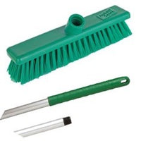 Abbey 12" Washable Stiff Broom - Green (complete with handle)