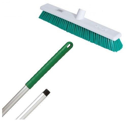 Abbey 18" Stiff Broom - Green (complete with handle)