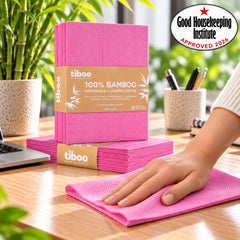 Tiboo Red (pink) Bamboo Heavy Duty Cloths 60gsm 48x35cm (pack of 25)