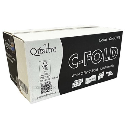 Quattro White C-fold 2ply Hand Towel 2430/case (QHTCW2)
