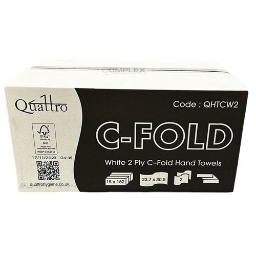 Quattro White C-fold 2ply Hand Towel 2430/case (QHTCW2)