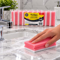Red Non-Abrasive Easy-grip Sponge Scourers (pack of 10)