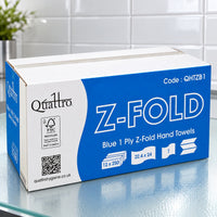 Quattro Blue Z-Fold 1ply Hand Towels 3000/case QHTZB1