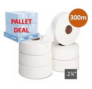 PALLET Standard Jumbo Toilet Rolls 2.25" 6x300m (50 packs)