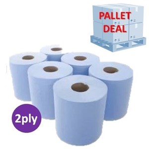 PALLET Blue 2Ply Centrefeed 150m (50 cases)