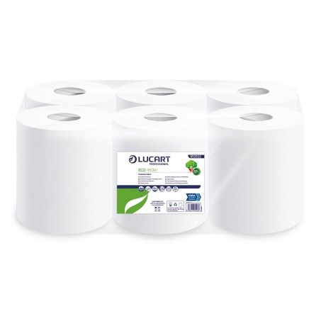Lucart White 2ply Flat Sheet Centrefeed Rolls 190mm x 180m (Pack of 6) 852502