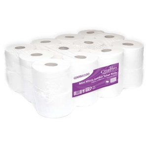Quattro Mini Micro 2ply Pure Tissue Toilet Rolls 100m x 24 rolls QMMJ100
