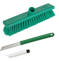 Abbey 12" Washable Stiff Broom - Green (complete with handle)