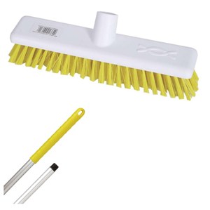 Abbey 12" Stiff Broom - Yellow (complete with handle)