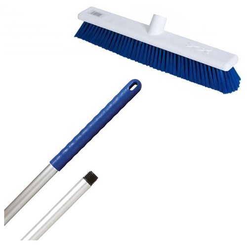 Abbey 18" Stiff Broom - Blue (complete with handle)