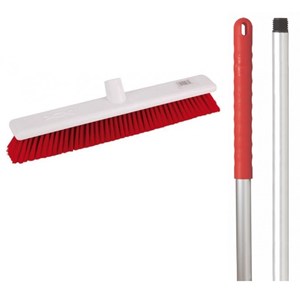 Abbey 18" Stiff Broom - Red (complete with handle)