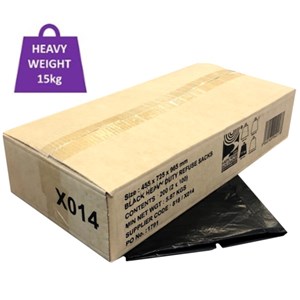 Black CHSA Heavy Weight 15kg Sacks 725x965mm (200) (X014)