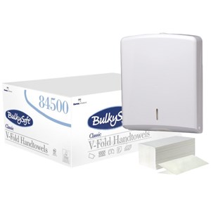Bulky Soft V-Fold Hand Towels 84500 + Origin Hand Towel Dispenser Pack