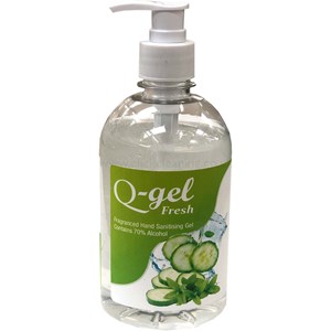 Q-Gel Fresh Cucumber & Mint Hand Sanitising Gel 70% alcohol 500ml (single)