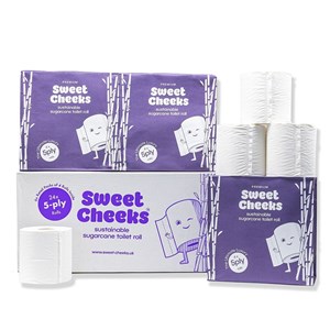 Sweet Cheeks 5ply Sustainable Sugarcane Toilet Rolls, 170sh, case of 24 rolls